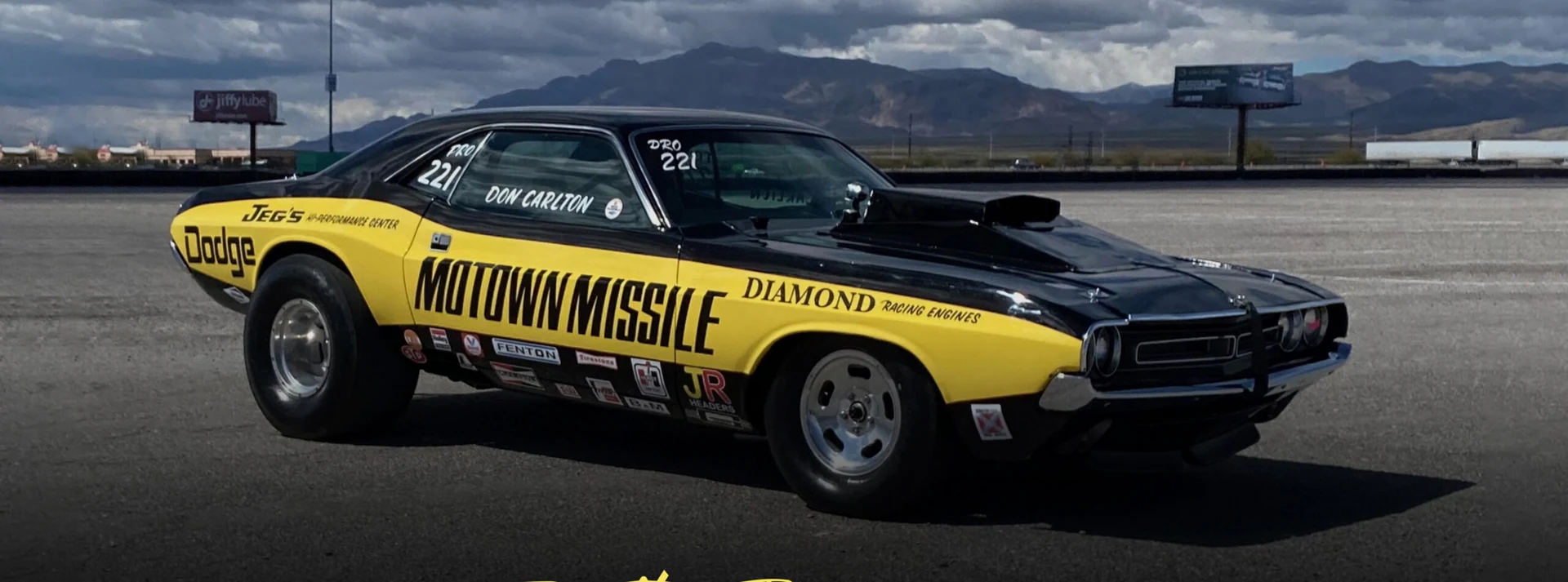 Motown Missile Challenger in black-and-yellow livery